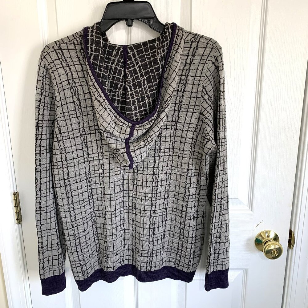 NWT 100% Silk Jacket Hoodie Women Grey Size Large Zip up Long Sleeves - Picture 2 of 11